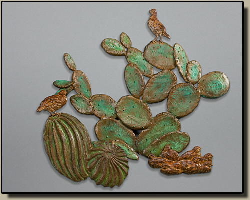 Quail and Cactus Relief